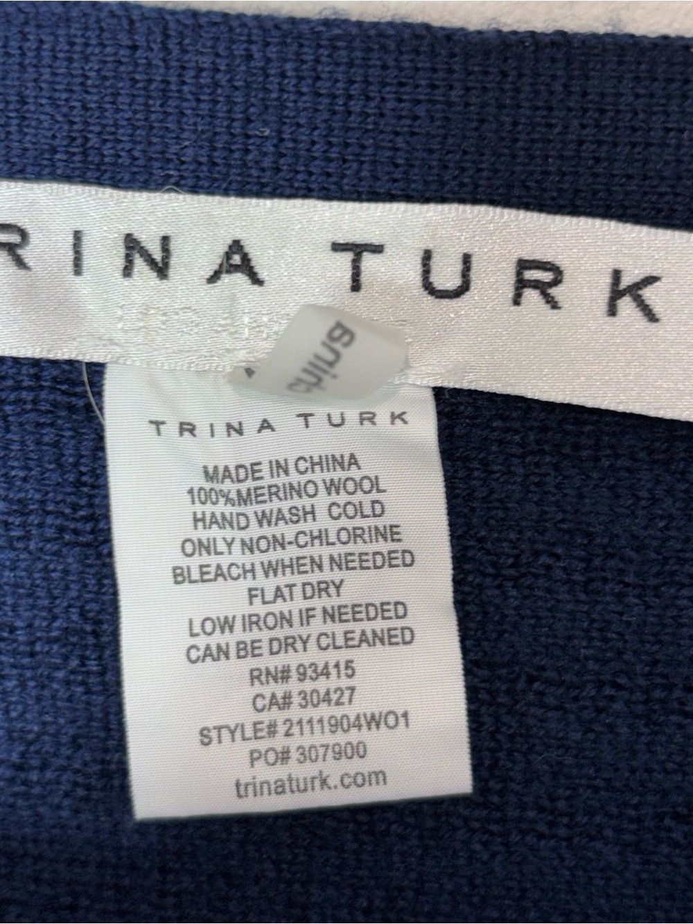 Trina Turk Chic Wrap Pullover Sweater Poncho Blue Knit Stripes and Gold Buttons - Picture 8 of 13